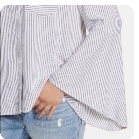 BP. striped bell sleeve blouse - Picture 3 of 11